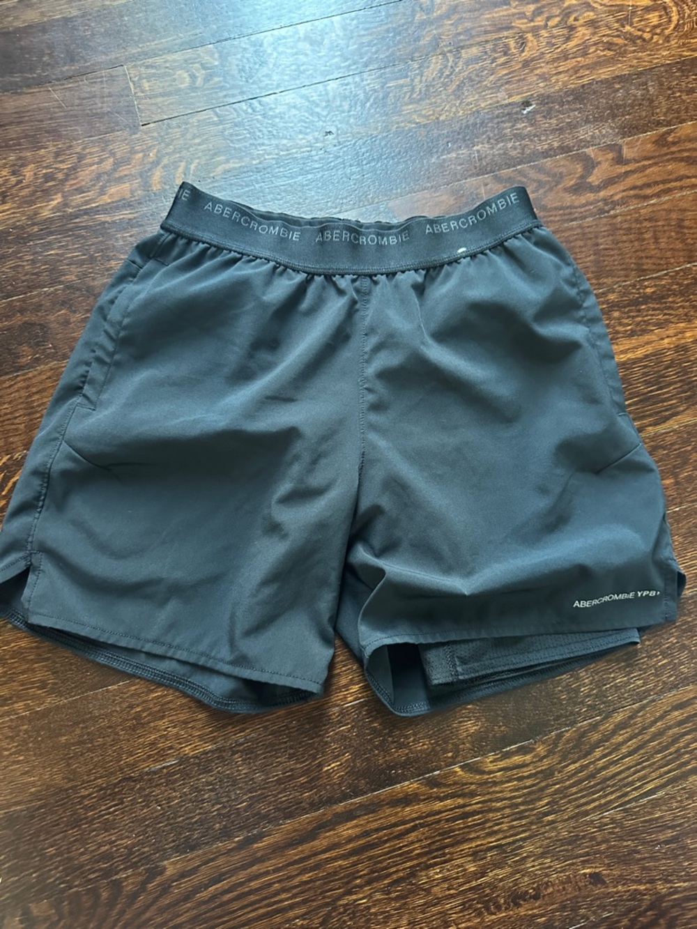 Abercrombie & Fitch boys Black Athletic Shorts with Logo/ biker shorts attach